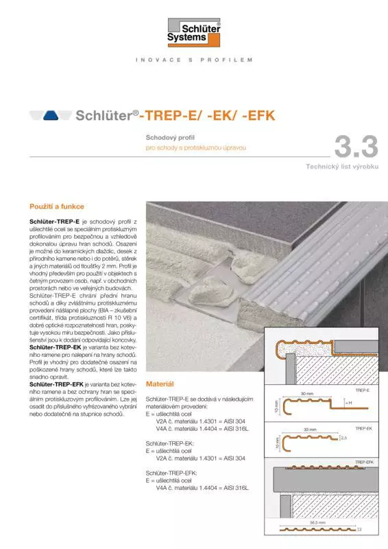 Schlüter-TREP-E /-EK /-EFK | Technický list výrobku 3.3