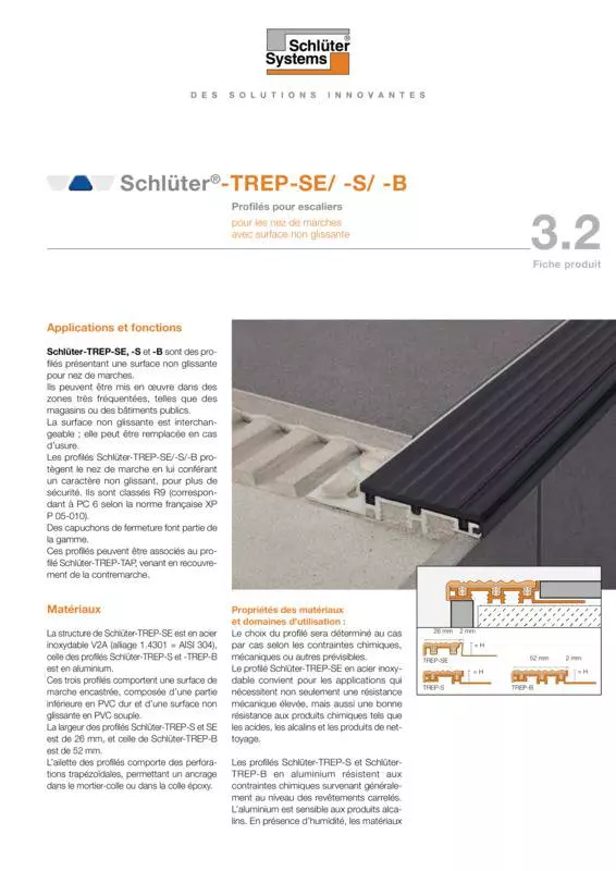 Schlüter-TREP-SE /-S /-B | Fiche produit 3.2