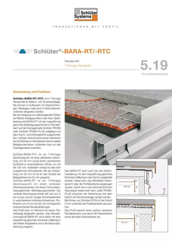 Schlüter-BARA-RT /-RTC | Produktdatenblatt 5.19