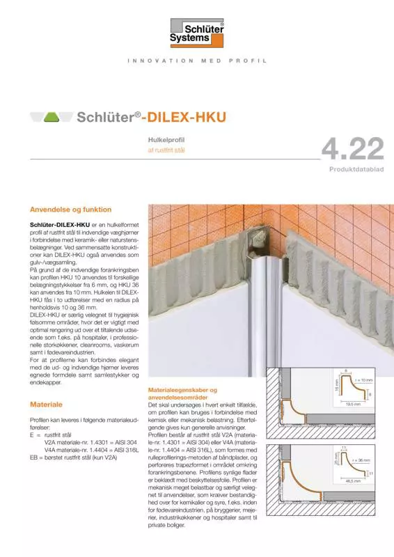 Schlüter-DILEX-HKU | Produktdatablad 4.22