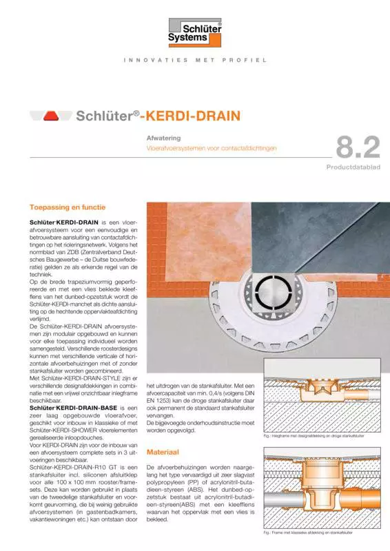 Schlüter-KERDI-DRAIN | Productdatablad 8.2