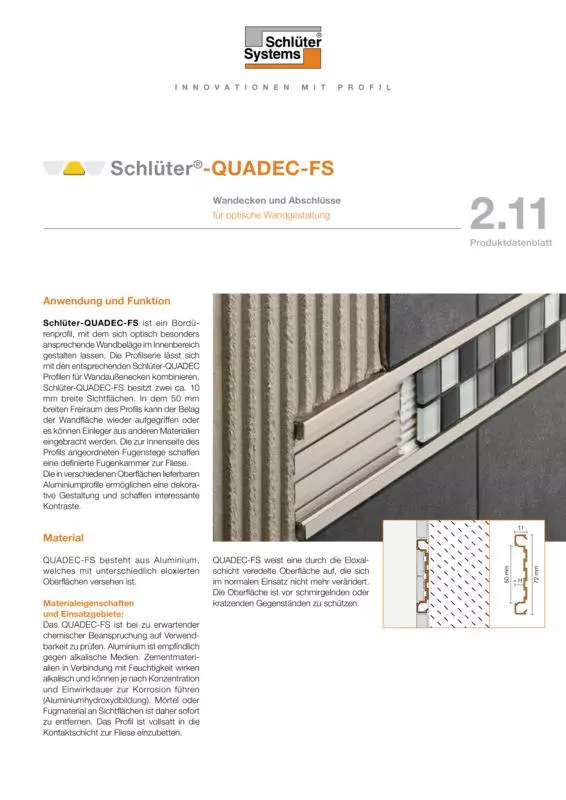 Schlüter-QUADEC-FS | Produktdatenblatt 2.11