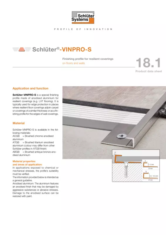 Schlüter-VINPRO-S | Product data sheet 18.1