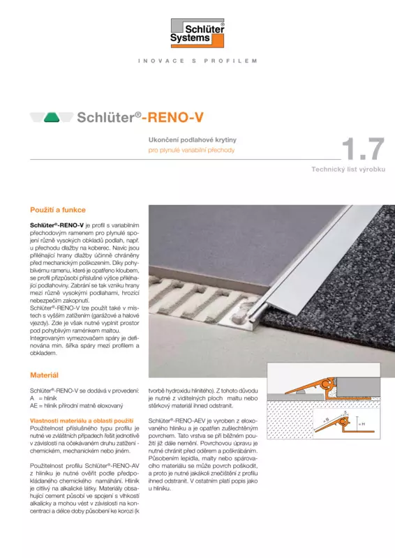 Schlüter-RENO-V | Technický list výrobku 1.7