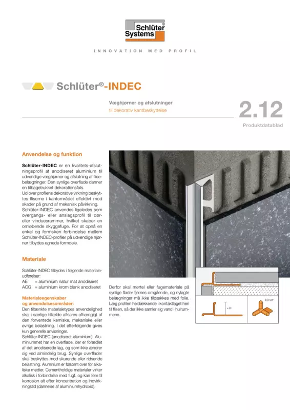 Schlüter-INDEC | Produktdatablad 2.12