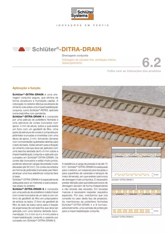 Schlüter-DITRA-DRAIN | Ficha de dados do produto 6.2