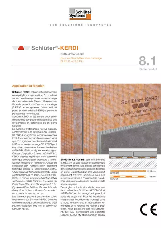 Schlüter-KERDI | Fiche produit 8.1