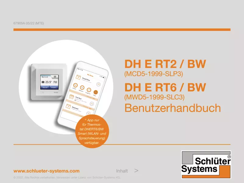 Schlüter-DITRA-HEAT-E RT2/BW & RT6/BW - Benutzerhandbuch