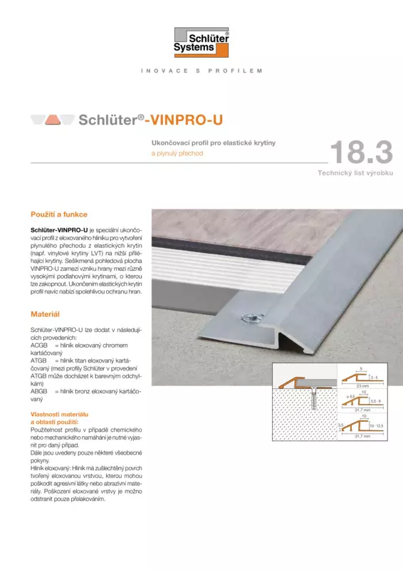 Schlüter-VINPRO-U | Technický list výrobku 18.3