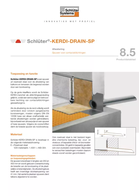 Schlüter-KERDI-DRAIN-SP | Productdatablad 8.5