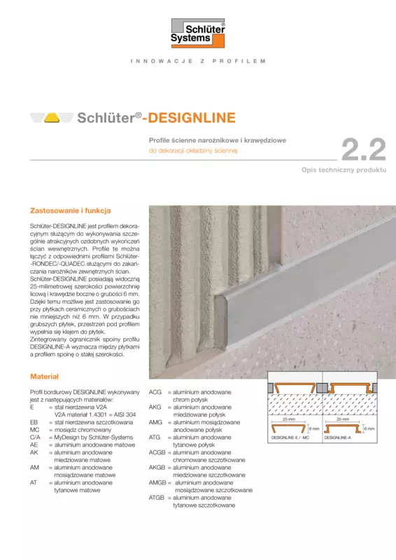 Schlüter-DESIGNLINE | Opis techniczny produktu 2.2