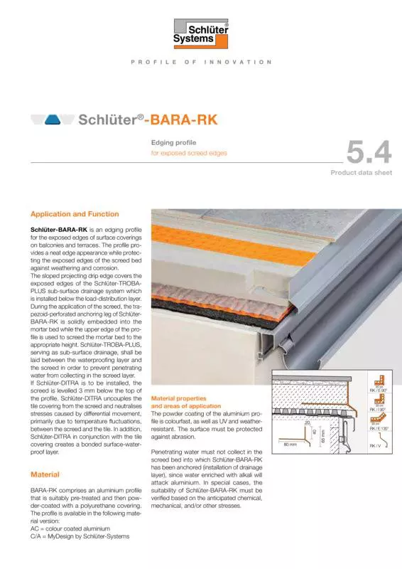 Schlüter-BARA-RK | Product data sheet 5.4