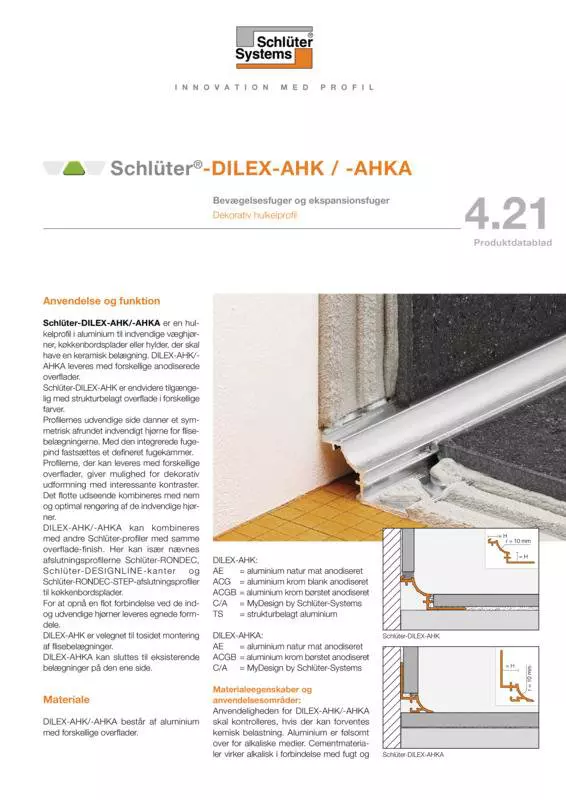 Schlüter-DILEX-AHK /-AHKA | Produktdatablad 4.21