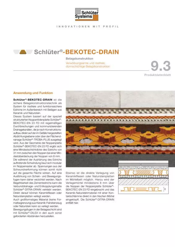 Schlüter-BEKOTEC-DRAIN | Produktdatenblatt 9.3