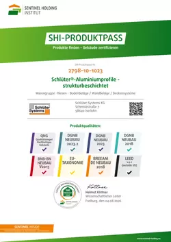 Schlüter-Aluminiumprofile - strukturbeschichtet – SHI-Produktpass
