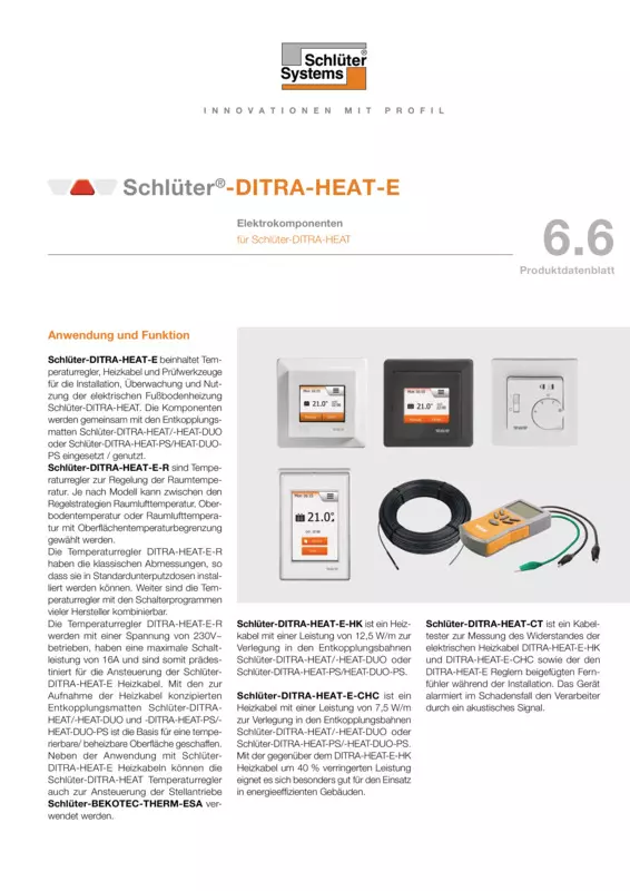 Schlüter-DITRA-HEAT-E | Produktdatenblatt 6.6