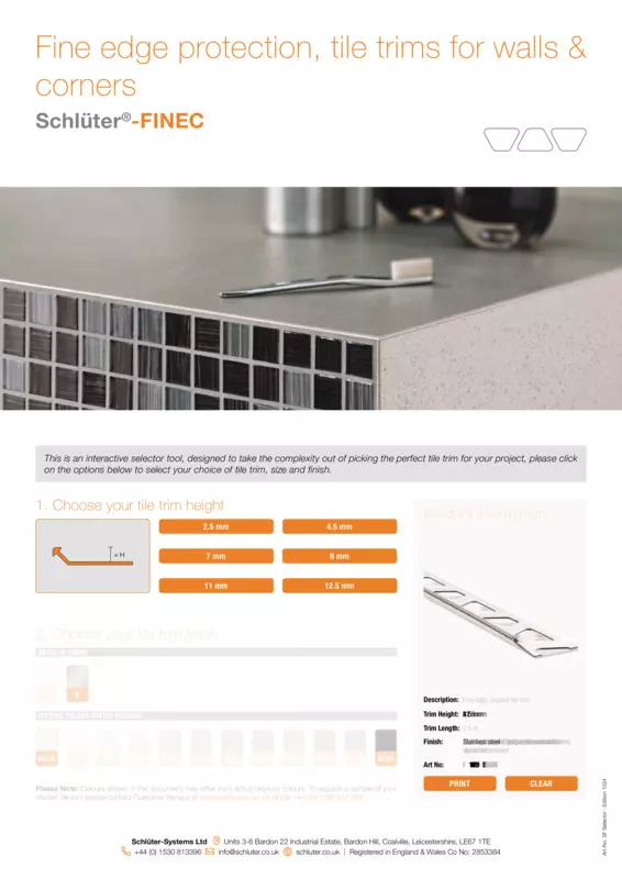 Schlüter-FINEC | Product Selection Tool