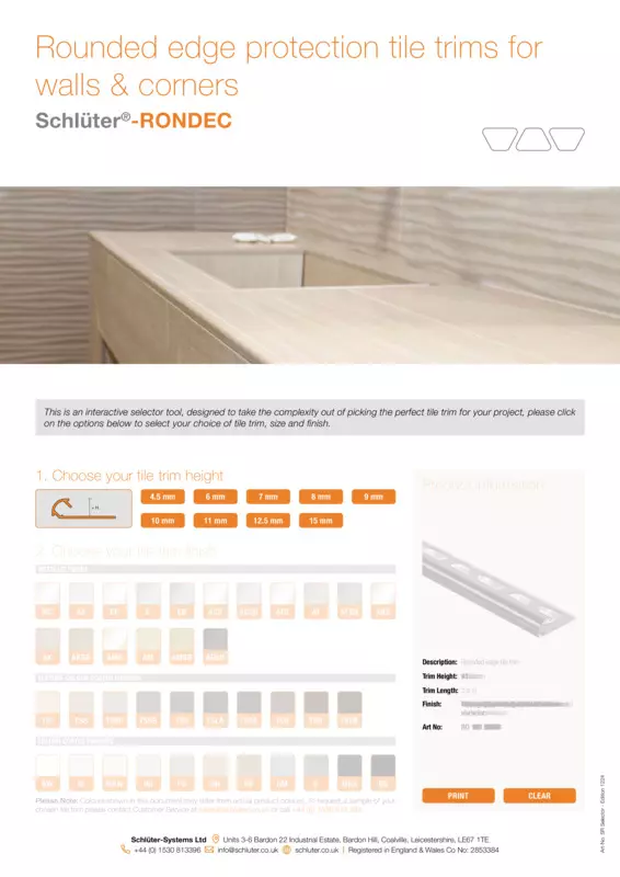 Schlüter-RONDEC | Product Selection Tool