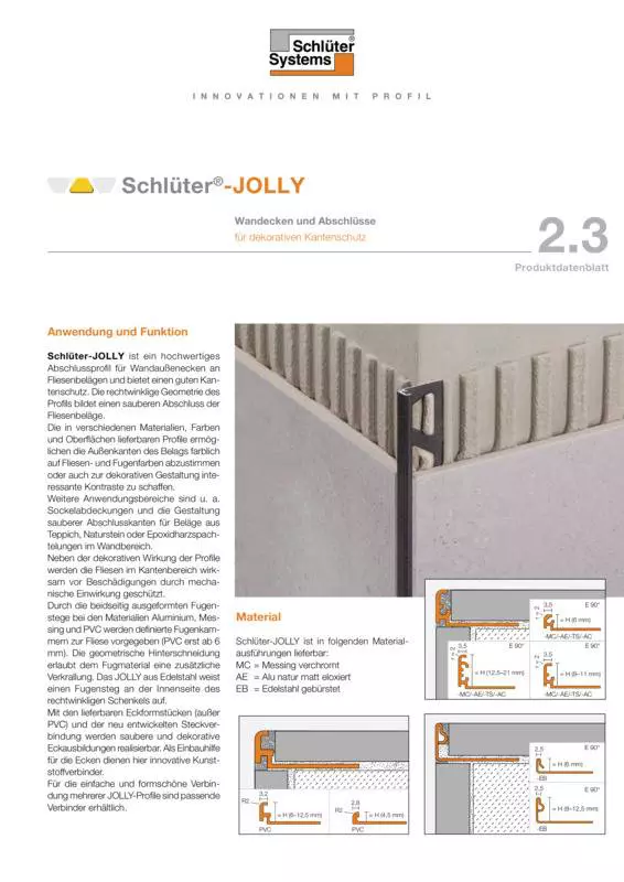 Schlüter-JOLLY | Produktdatenblatt 2.3