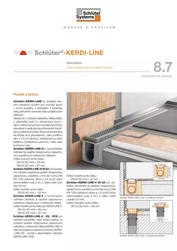 Schlüter-KERDI-LINE | Technický list výrobku 8.7
