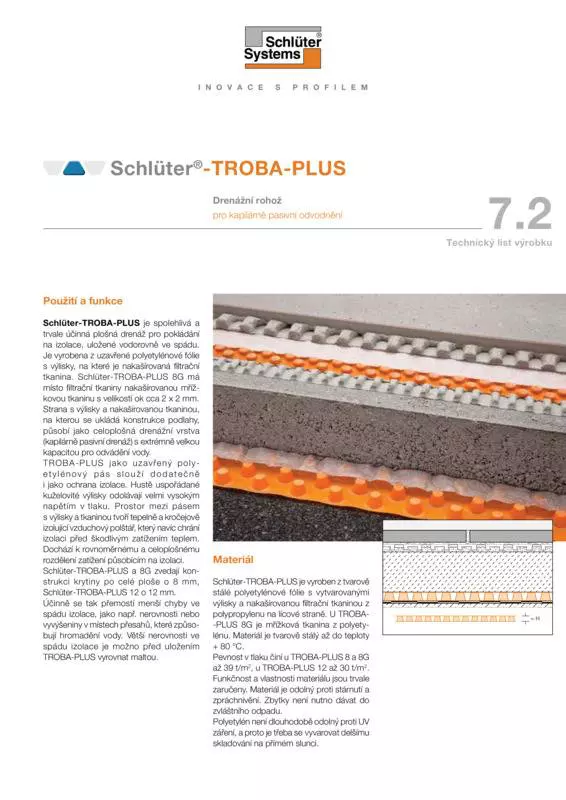 Schlüter-TROBA-PLUS | Technický list výrobku 7.2