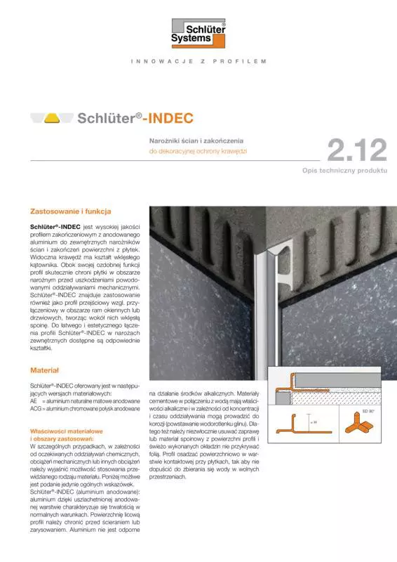 Schlüter-INDEC | Opis techniczny produktu 2.12