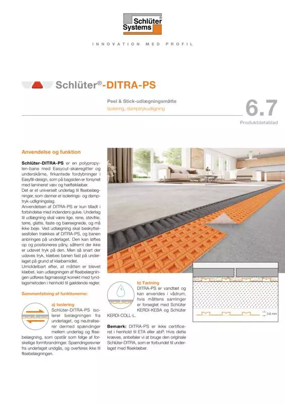 Schlüter-DITRA-PS | Produktdatablad 6.7