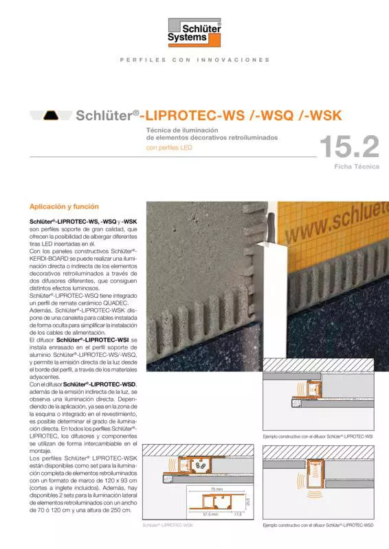 Schlüter-LIPROTEC-WS /-WSQ /-WSK | Ficha Técnica 15.2