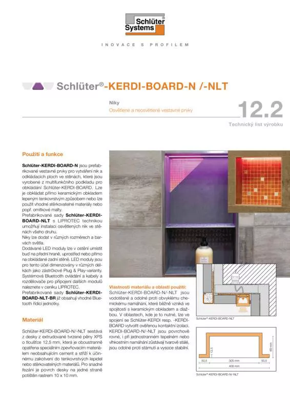 Schlüter-KERDI-BOARD-N /-NLT | Technický list výrobku 12.2