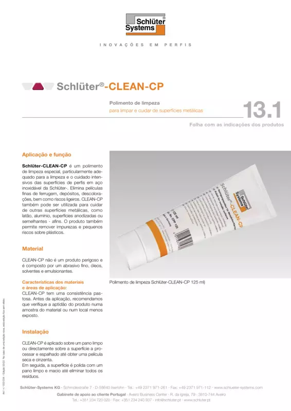 Schlüter-CLEAN-CP | Ficha de dados do produto 13.1