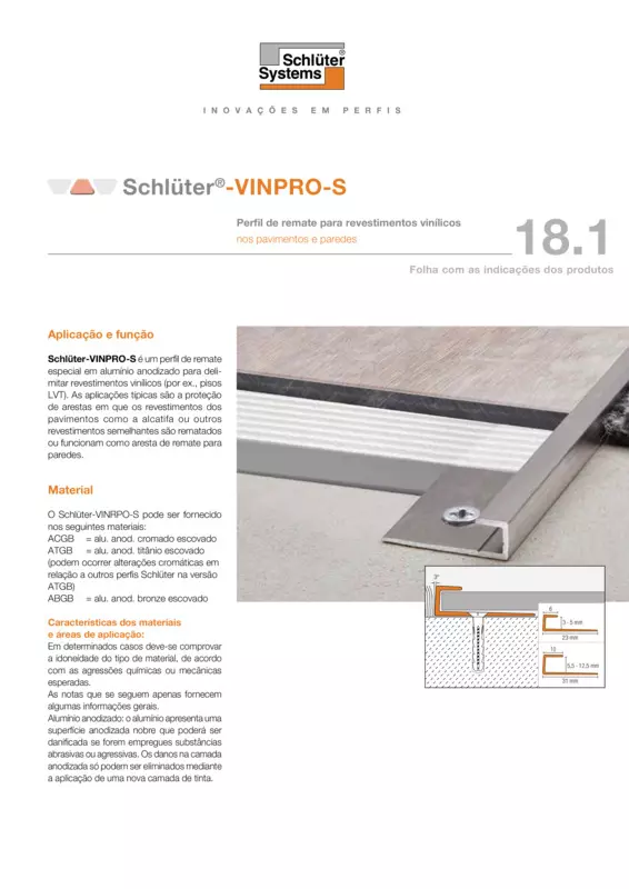 Schlüter-VINPRO-S | Ficha de dados do produto 18.1