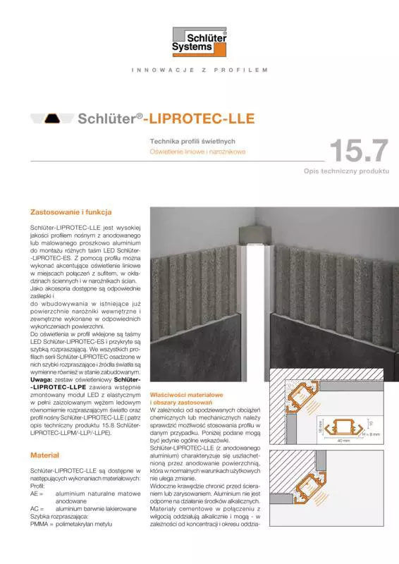 Schlüter-LIPROTEC-LLE | Opis techniczny produktu 15.7