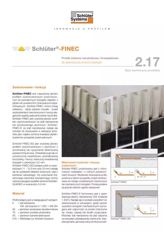 Schlüter-FINEC | Opis techniczny produktu 2.17