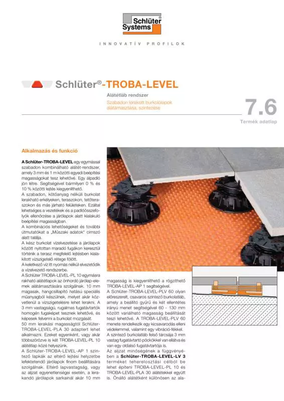 Schlüter-TROBA-LEVEL | Termék adatlap 7.6