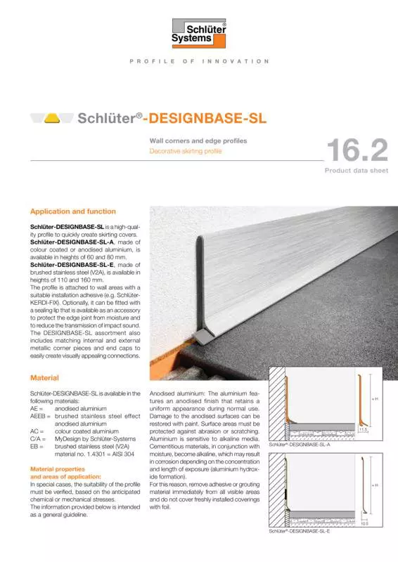 Schlüter-DESIGNBASE-SL | Product data sheet 16.2