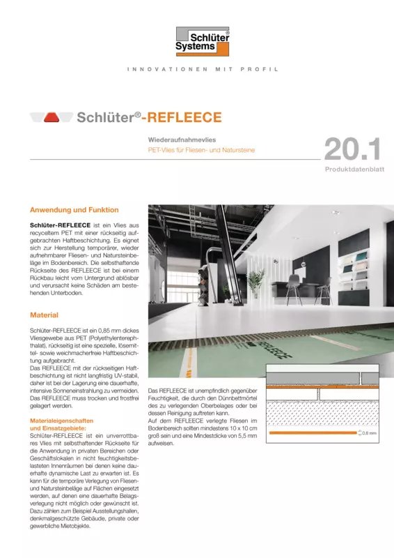Schlüter-REFLEECE | Produktdatenblatt 20.1