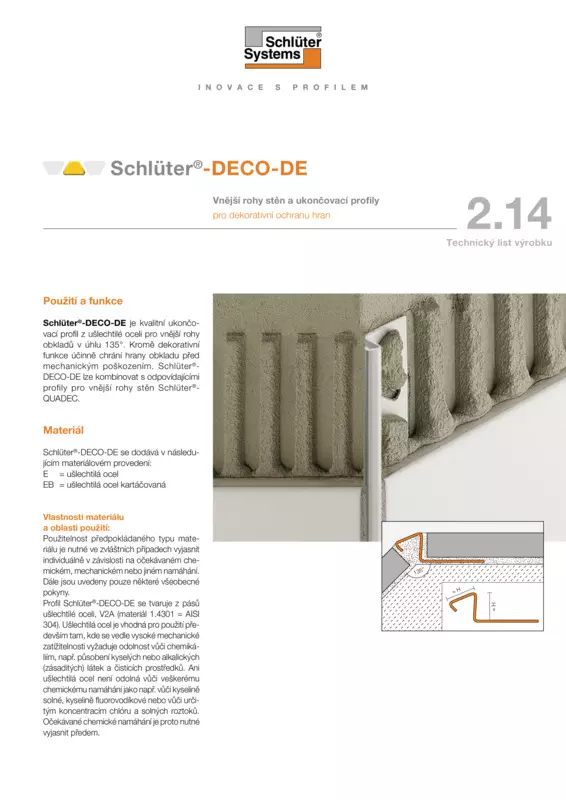 Schlüter-DECO-DE | Technický list výrobku 2.14