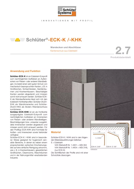 Schlüter-ECK-K /-KHK | Produktdatenblatt 2.7
