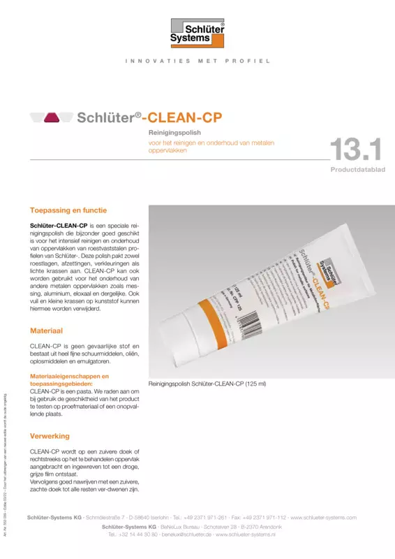 Schlüter-CLEAN-CP | Productdatablad 13.1