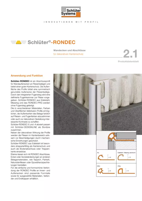 Schlüter-RONDEC | Produktdatenblatt 2.1