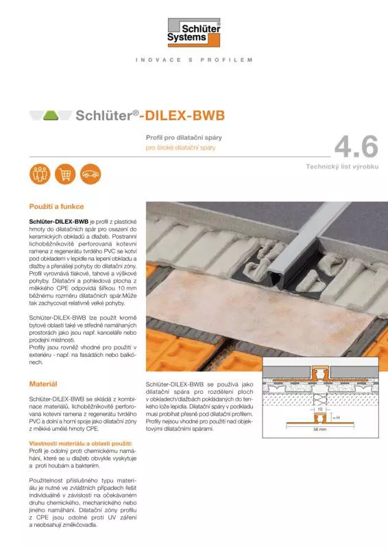 Schlüter-DILEX-BWB | Technický list výrobku 4.6