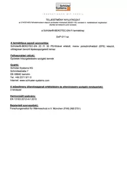 Schlüter-BEKOTEC-EN-FI DoP-011 – Teljesítmény nyilatkozat Schlüter-BEKOTEC-EN-FI DoP-011 – Teljesítmény nyilatkozat