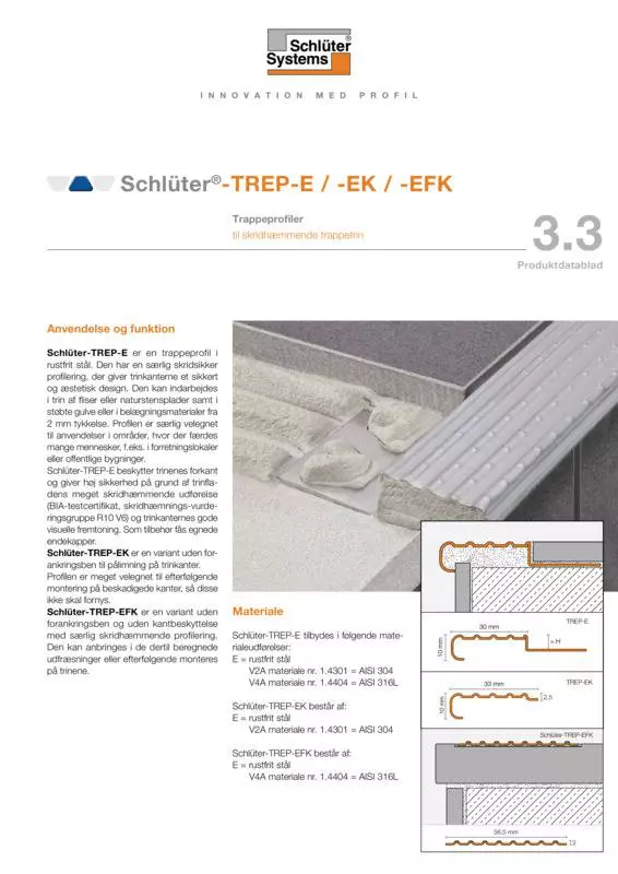 Schlüter-TREP-E /-EK /-EFK | Produktdatablad 3.3