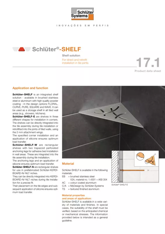 Schlüter-SHELF | Product data sheet 17.1
