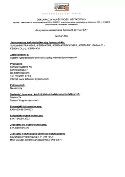 Schlüter-DITRA-HEAT - Deklaracja właściwości użytkowych