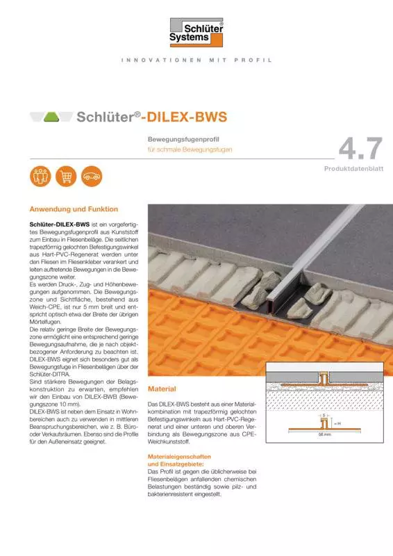 Schlüter-DILEX-BWS | Produktdatenblatt 4.7