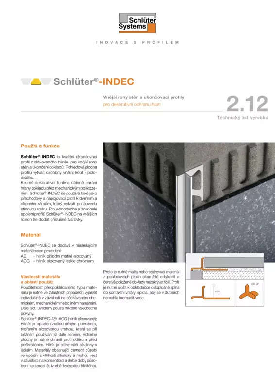 Schlüter-INDEC | Technický list výrobku 2.12