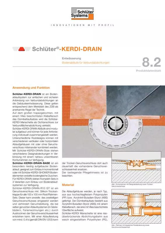 Schlüter-KERDI-DRAIN | Produktdatenblatt 8.2