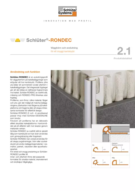 Schlüter-RONDEC | Produktdatablad 2.1