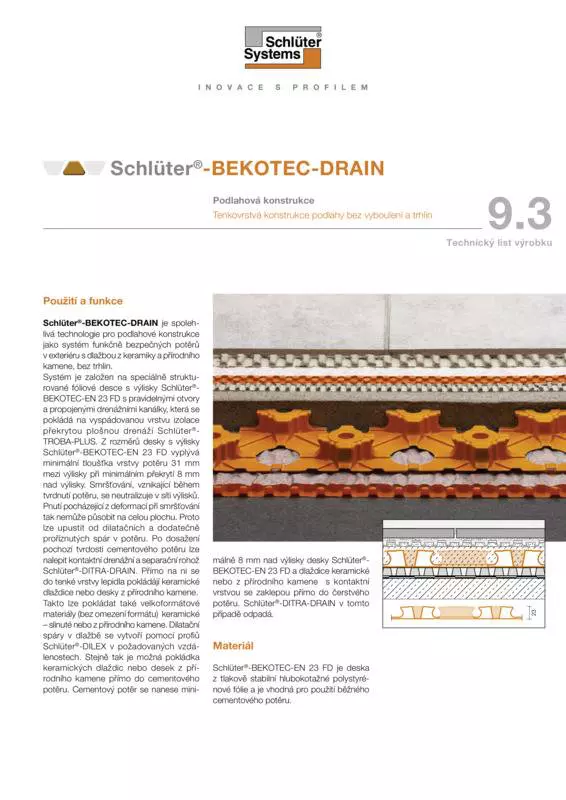 Schlüter-BEKOTEC-DRAIN | Technický list výrobku 9.3